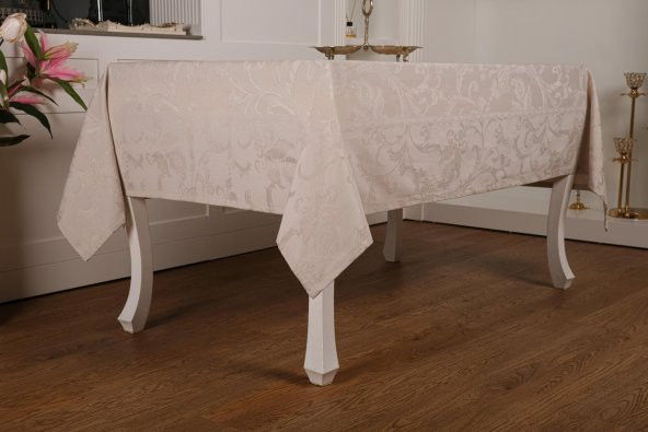 Finezza İpek Lüx Jakar Polycotton Kumaş Taş Masa Örtüsü 160x220 cm - 1076 - 2