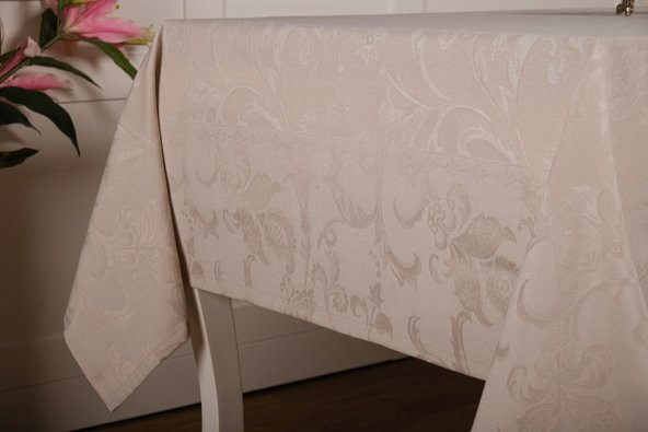 Finezza İpek Lüx Jakar Polycotton Kumaş Taş Masa Örtüsü 160x220 cm - 1076 - 4