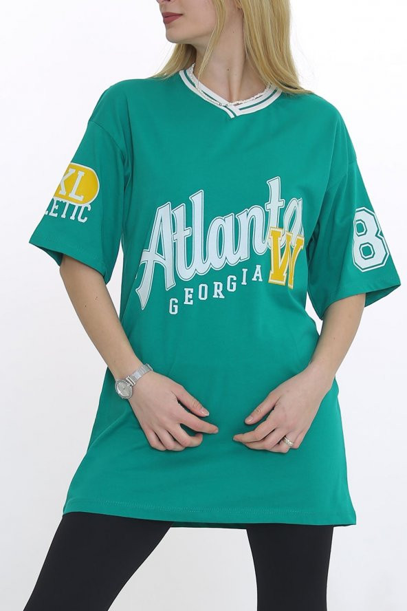 Baskılı Unisex Tişört Yeşil - 2223.336.