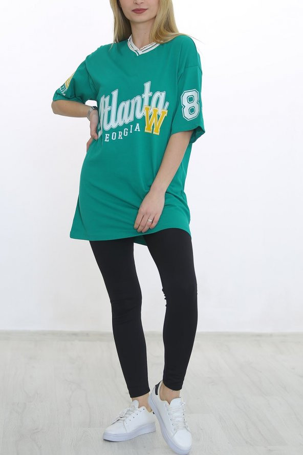 Baskılı Unisex Tişört Yeşil - 2223.336. - 2