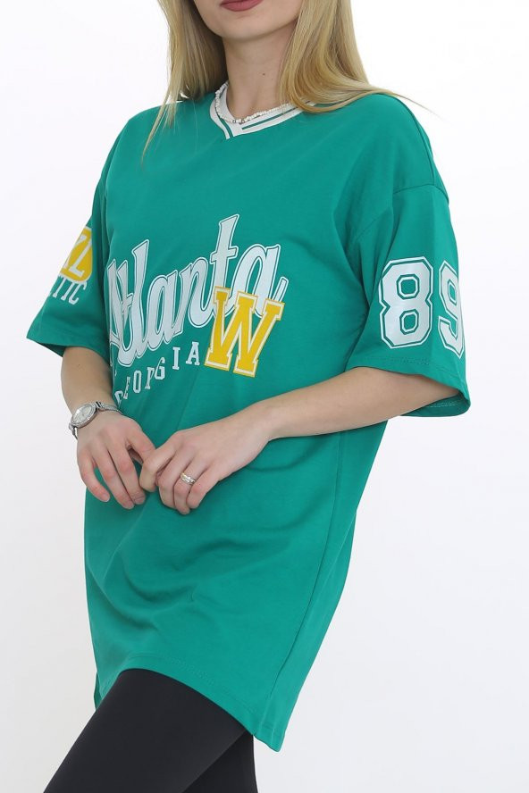 Baskılı Unisex Tişört Yeşil - 2223.336. - 3