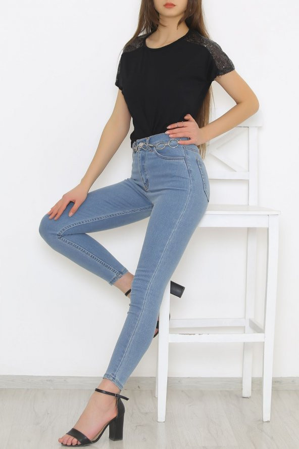 Omzu Pul Detaylı Bluz Siyah - 8879.599. - 2