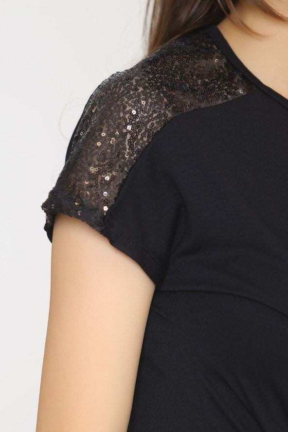 Omzu Pul Detaylı Bluz Siyah - 8879.599. - 3
