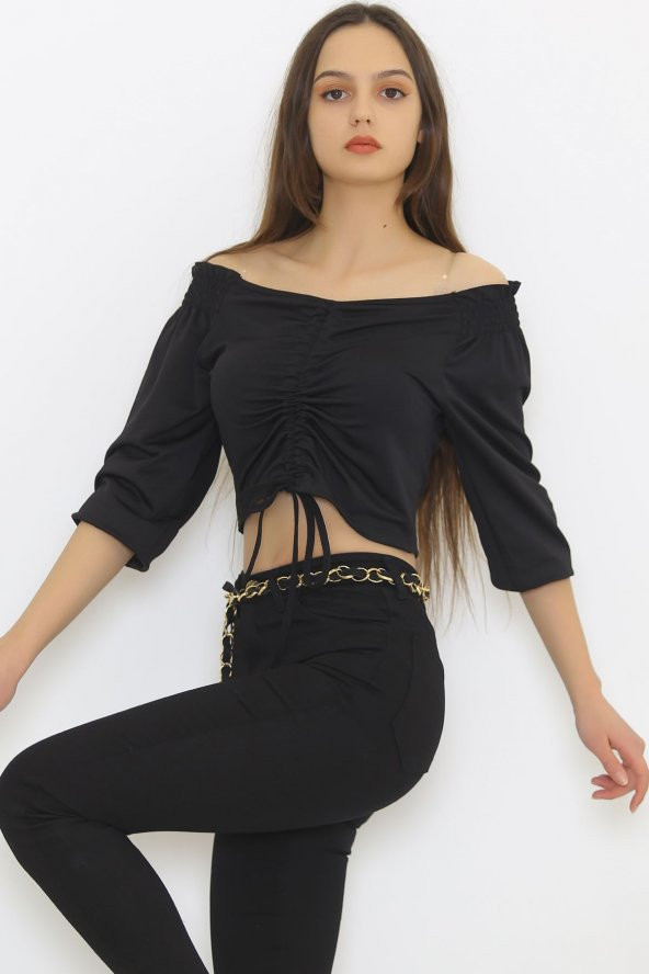 Omuz Gipeli Bluz Siyah - 8884.224. - 5