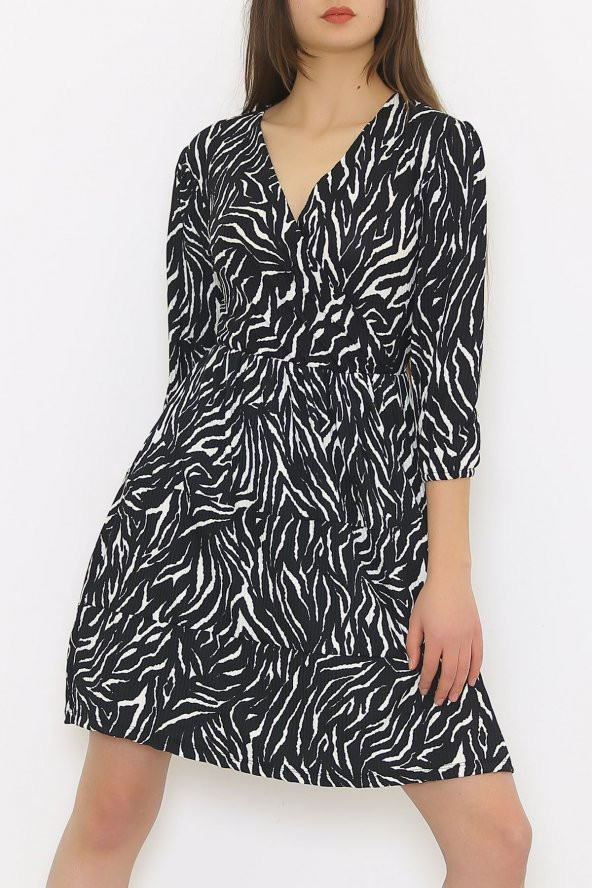 Kruvaze Yaka Elbise Zebra - 21100.101. - 2