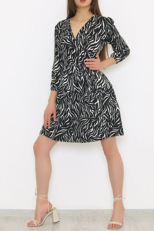Kruvaze Yaka Elbise Zebra - 21100.101. - 3
