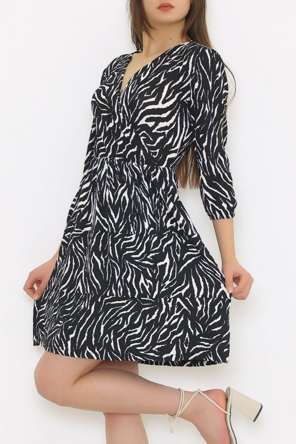 Kruvaze Yaka Elbise Zebra - 21100.101. - 5