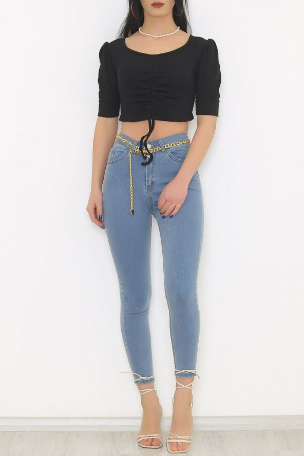 Önü Büzgülü Body Siyah - 9139.1567. - 2