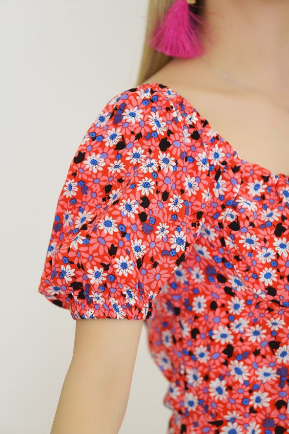 Yırtmaçlı Elbise Pembeçiçekli - 22292.101. - 5