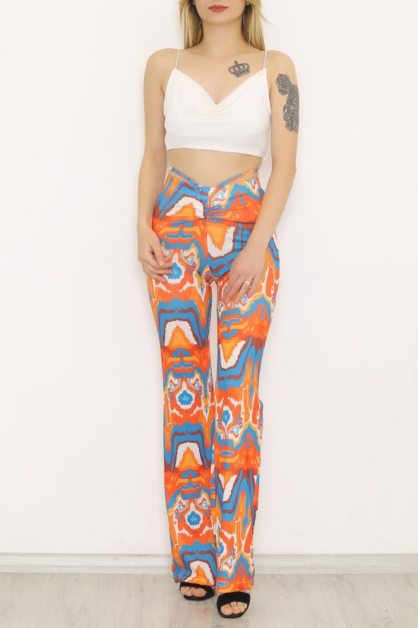 Digital İspanyol Paça Pantolon Turuncumavi - 9175.1254. - 2