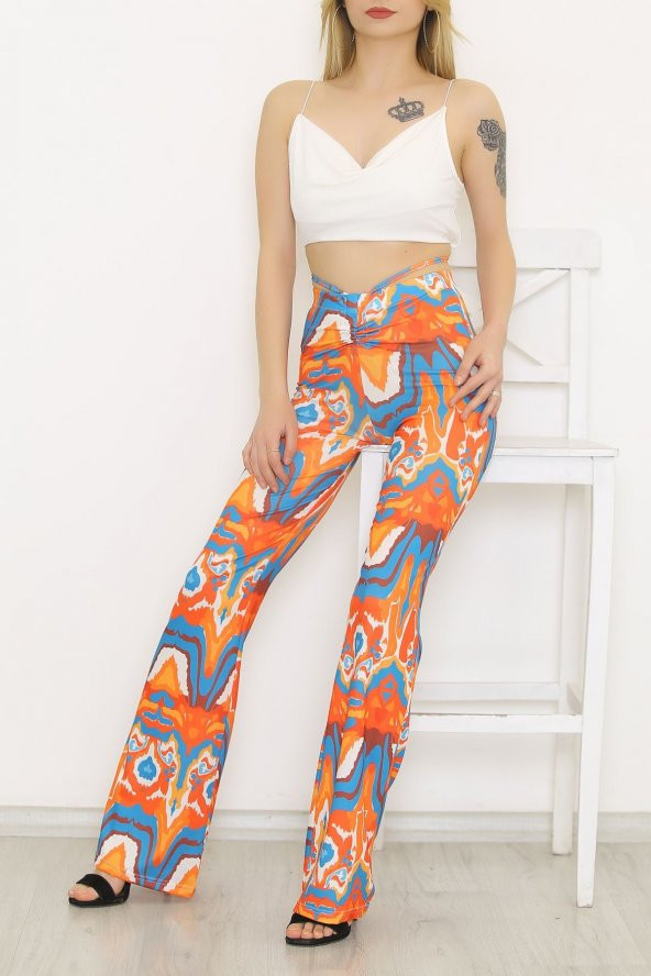 Digital İspanyol Paça Pantolon Turuncumavi - 9175.1254. - 4