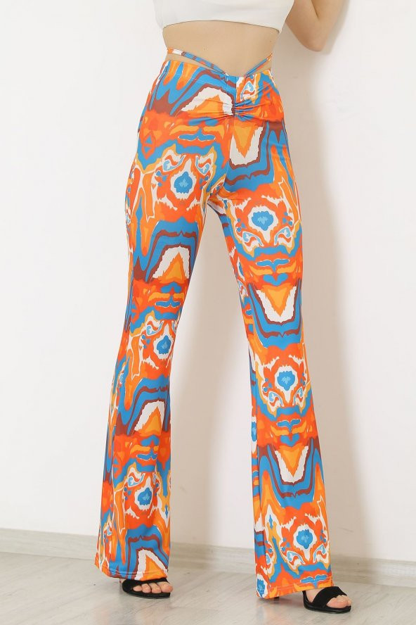 Digital İspanyol Paça Pantolon Turuncumavi - 9175.1254. - 5