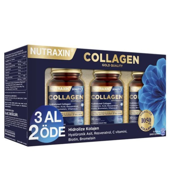 Nutraxin Beauty Gold Collagen 30 Tablet 3 Al 2 Öde
