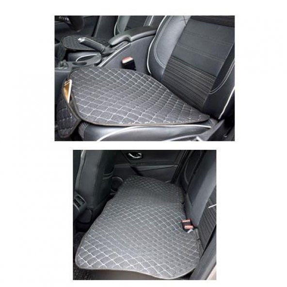 Kustulli Universal 3lü Terletmez Kaymaz Oto Koltuk Kapitone Minder Siyah/Gri K0590 - 5