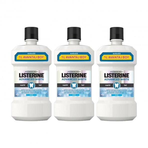 Listerine Advanced White Hafif Tat 1000 ML x 3