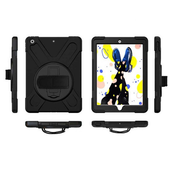 Apple iPad 10.2 8.Nesil Defender Zırh Tablet Kılıfı Askı& Standlı - 5