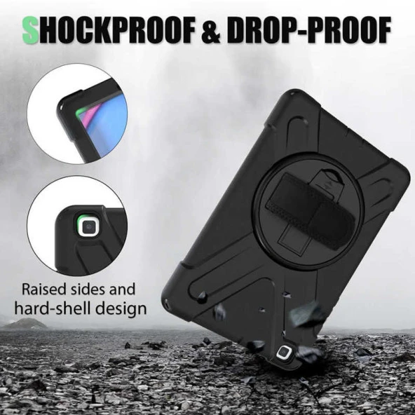 Galaxy T720 Tab S5E Defender Zırh Tablet Kılıfı Askı& 360 Standlı - Resim 9