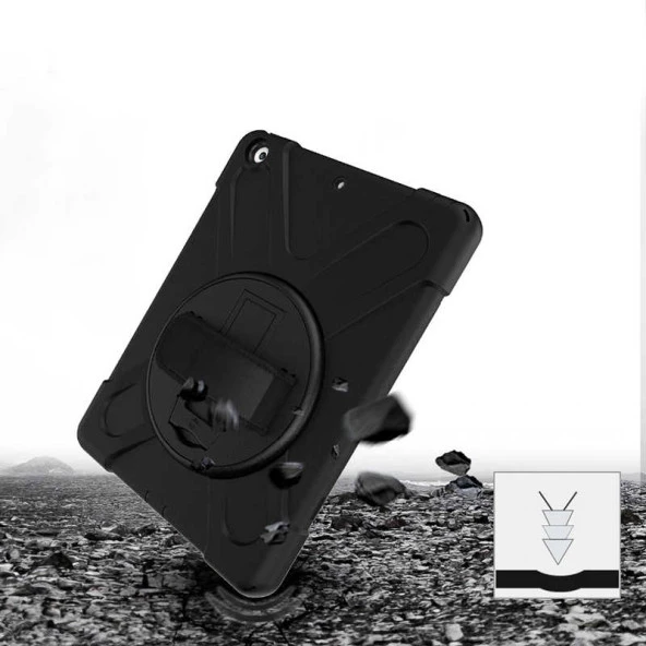 Apple iPad 10.2 8.Nesil Defender Zırh Tablet Kılıfı Askı& Standlı - Resim 11