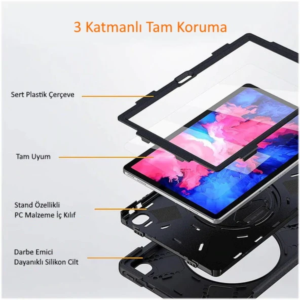 Galaxy Tab A 8.0 2019 T290 Defender Zırh Tablet Kılıfı Tam Koruma - Resim 12