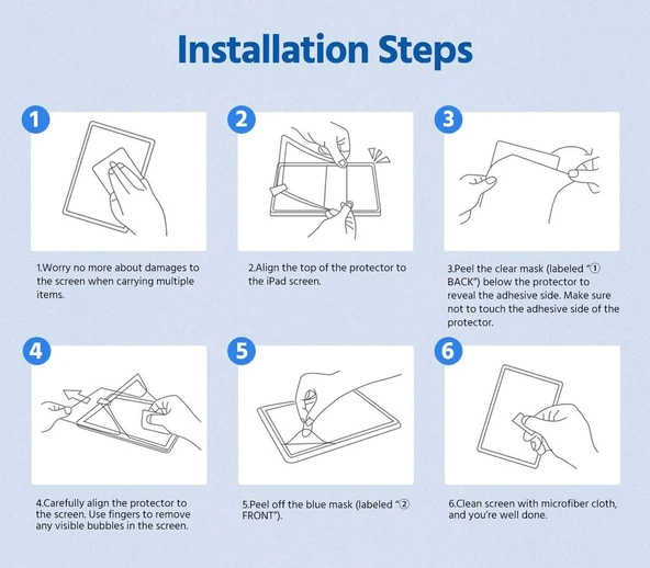 Apple iPad Pro 10.5 (7.Nesil) Fuchsia Tablet Blue Nano Screen Protector - Resim 2