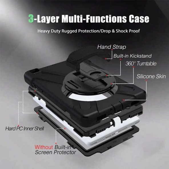 Galaxy Tab S6 Lite P610 Defender Zırh Tablet Kılıfı Tam Koruma - 6