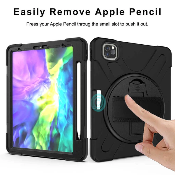 Apple iPad Pro 11 2020 2.Nesil Defender Zırh Tablet Kılıfı Askılı - Resim 11