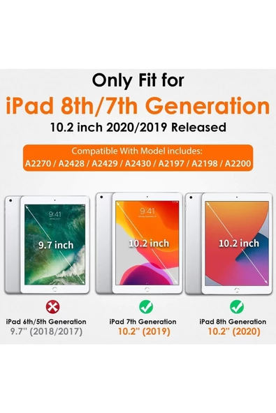 iPad 2019/2020 10.2" 7. 8. Nesil Strap, Kalemlikli Tablet Kılıfı Darbeye Dayanıklı Askılı 360° Kılıf - Resim 9