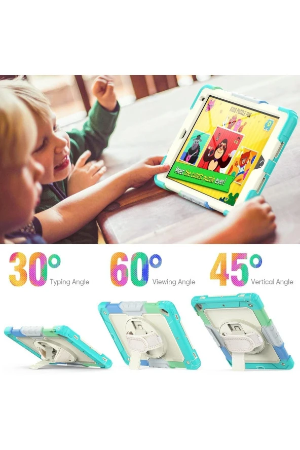 Apple iPad Pro 9.7 (2016) Uyumlu Gökkuşağı Strap Tablet Kılıfı - Resim 11