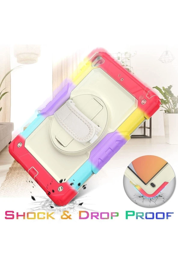 Apple iPad 5 Air 9.7 Uyumlu Askılı Gökkuşağı Strap Tablet Kılıfı - Resim 2