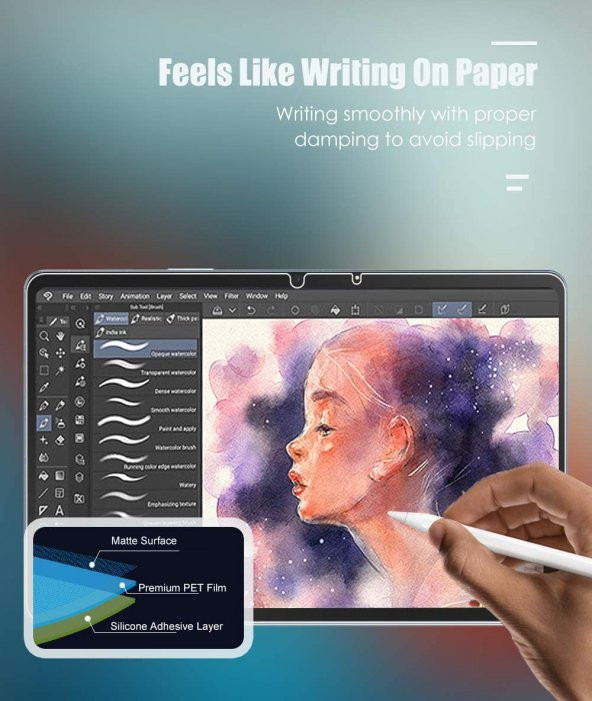 Galaxy Tab S7 T870 Uyumlu Paper-Like Ekran Koruyucu Kağıt Hissi - 2