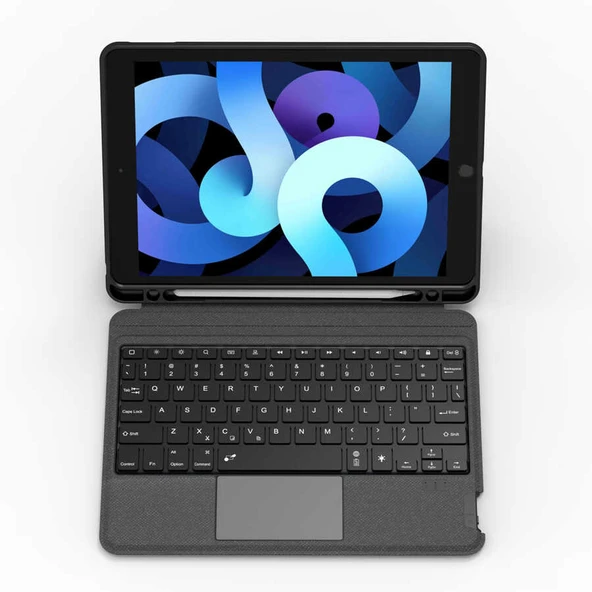 iPad 10.2 2020 (8.Nesil) Fuchsia Mag Touch Klavyeli Standlı Kılıf - Resim 9