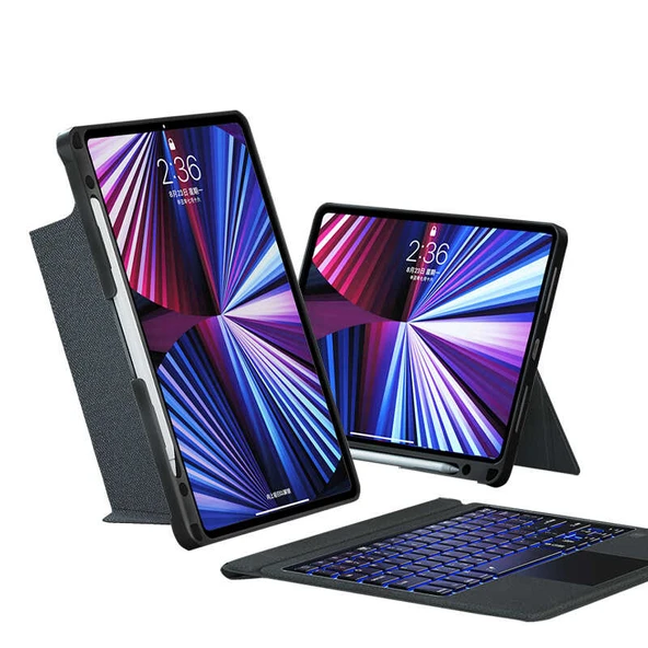 iPad 10.2 2020 (8.Nesil) Fuchsia Mag Touch Klavyeli Standlı Kılıf ürün görseli 1