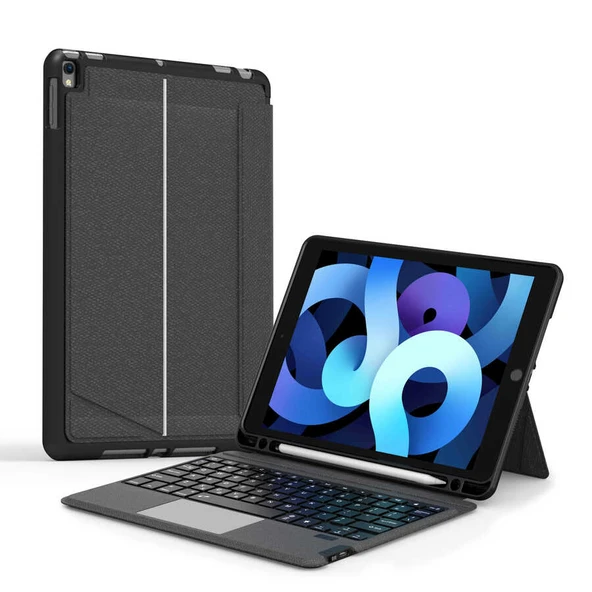 iPad 10.2 2020 (8.Nesil) Fuchsia Mag Touch Klavyeli Standlı Kılıf - Resim 2