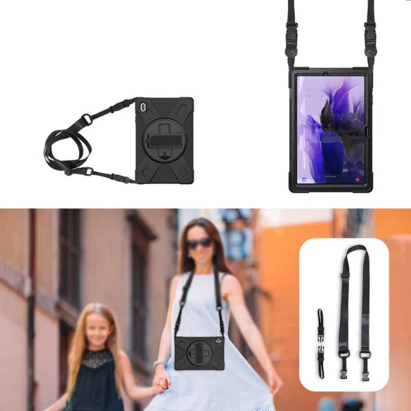 Galaxy Tab S7 FE LTE Uyumlu 360° Dönebilen Defender Tablet Kılıfı - Resim 3