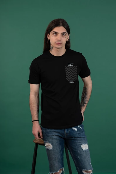 SLİMFİT CEP DETAYLI SIFIR YAKA ERKEK PENYE T-SHİRT - 6