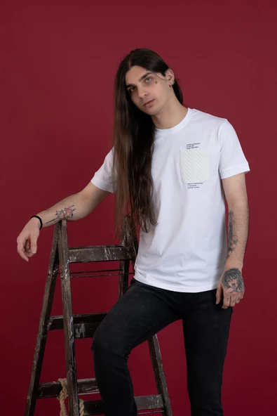 SLİMFİT CEP DETAYLI SIFIR YAKA ERKEK PENYE T-SHİRT - 3