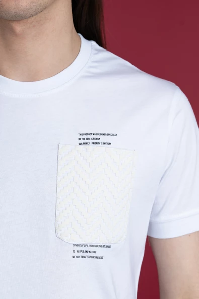 SLİMFİT CEP DETAYLI SIFIR YAKA ERKEK PENYE T-SHİRT - 4