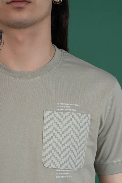 SLİMFİT CEP DETAYLI SIFIR YAKA ERKEK PENYE T-SHİRT - 10