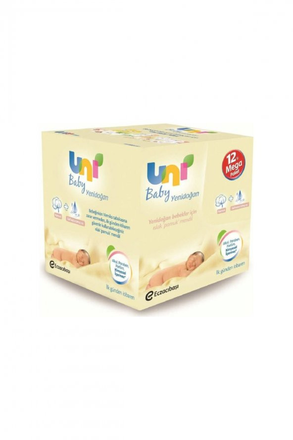 Yenidoğan Islak Pamuk Mendil 12li Unibaby Fırsat Paketi / 480 Yaprak - 1
