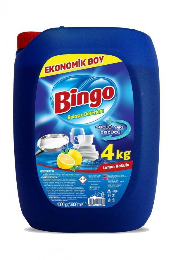 Bingo Limonlu 4 kg Sıvı Bulaşık Deterjanı