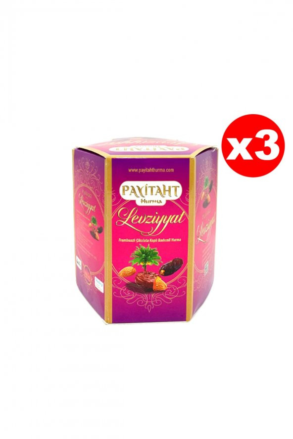 Levziyyat - Frambuazlı Çikolata Kaplı Bademli Hurma 250gr X3 Paket ürün görseli 1