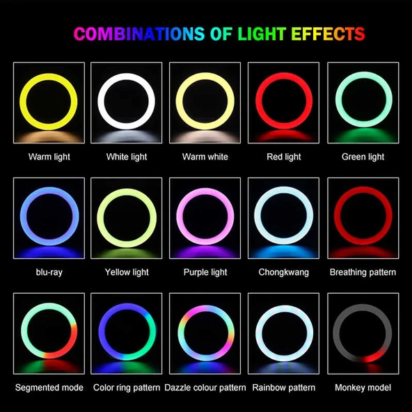 Fuchsia RGB MJ-33 Işıklı Telefon Tutucu Ring Light - Resim 5