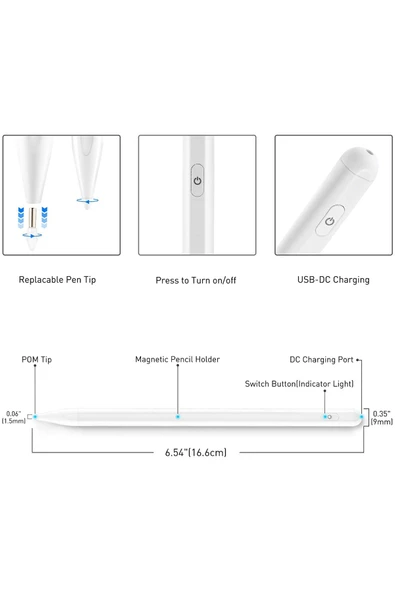 Dijital Teknik Çizim Kalemi Kapasitif Kalem Ince Noktalı Stilist Kalem - Resim 6