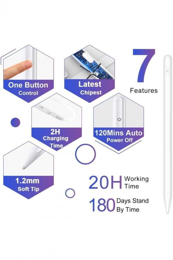 Apple iPad Pen Palm Rejection Teknolojisi Stylus Dokunmatik Kalem - 6