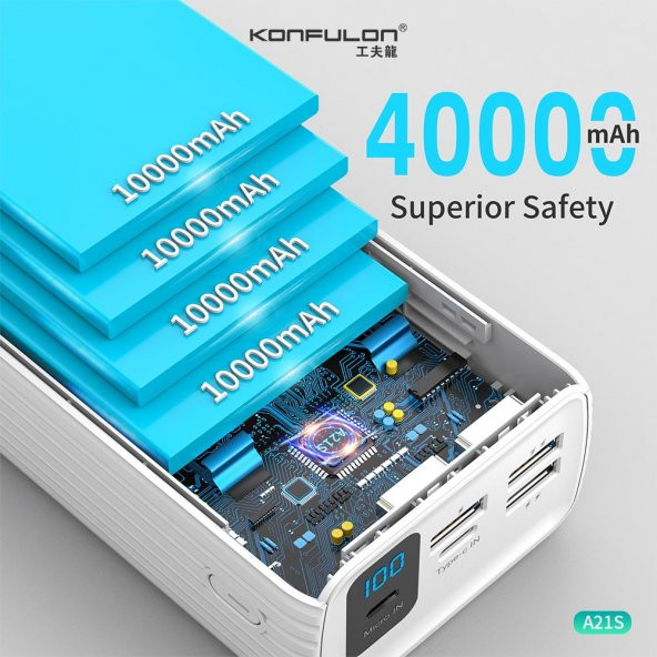 A21S LCD Göstergeli Powerbank 40000 mAh Konfulon Power Station - 5