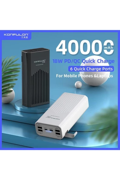 P40Q Powerbank 40.000 mAh PD 18W Hızlı Şarj QC 3.0 ve Oto Standby Özellikli Telefon Tablet Tutamaçlı Powerbank - 7