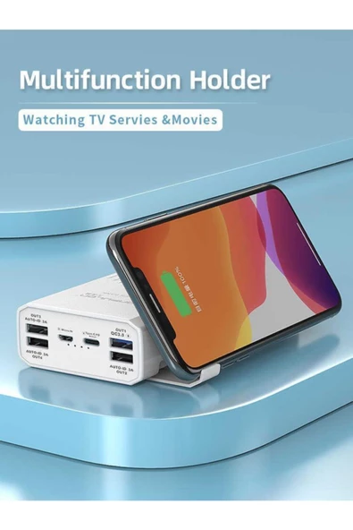 P40Q Powerbank 40.000 mAh PD 18W Hızlı Şarj QC 3.0 ve Oto Standby Özellikli Telefon Tablet Tutamaçlı Powerbank - 6