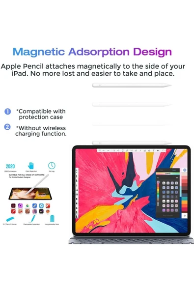 iPad Pro 12.9 2021 Active Stylus 5. Nesil Özel Yazı Çizim Kalemi - Resim 2