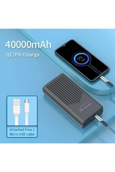 P40Q Powerbank 40.000 mAh PD 18W Hızlı Şarj QC 3.0 ve Oto Standby Özellikli Telefon Tablet Tutamaçlı Powerbank - 11