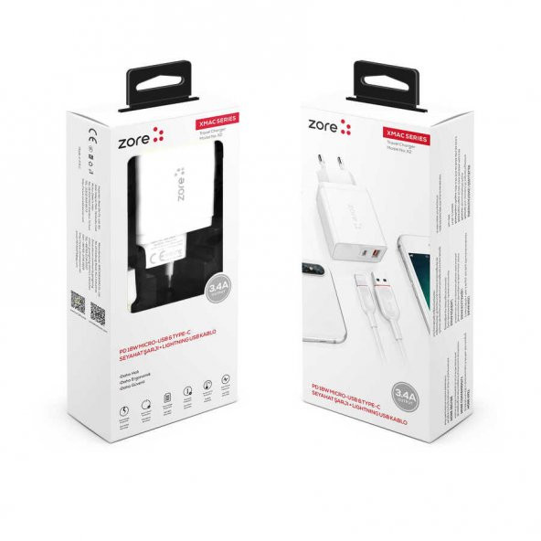 XMac Serisi ZR-X2 Lightning 2 in 1 Şarj Seti - 8